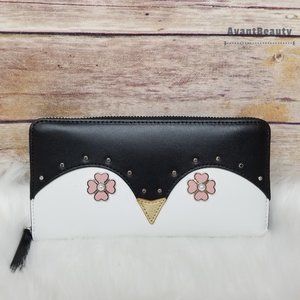 kate Spade Black Frosty Cute Penguin Zip Around